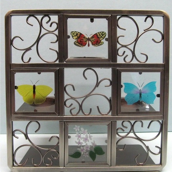 PARTYLITE BUTTERFLY Metal Easel & Etched Glass Tea Light Candleholder + LED - Picture 6 of 9